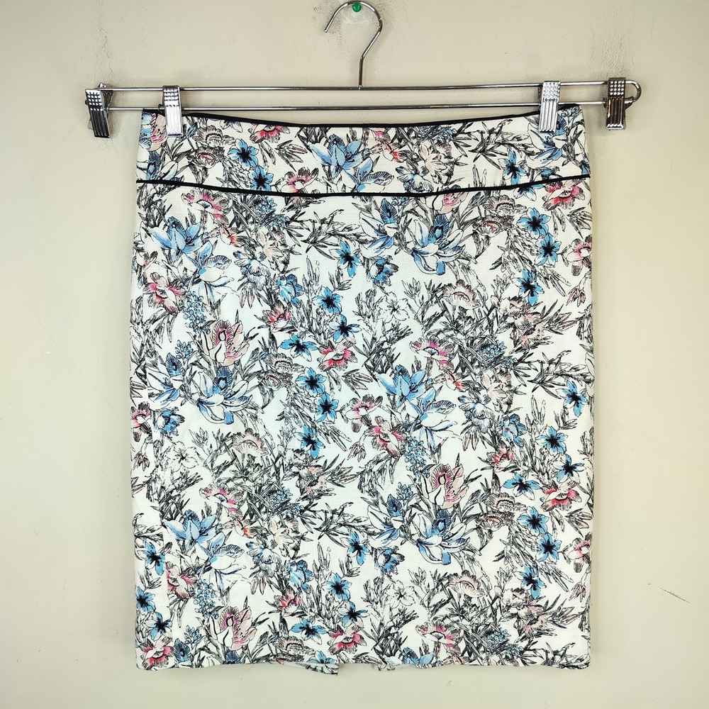 Ann‎ Taylor Floral Pencil Skirt Size 12 Womens Cotton Blend Business Casual